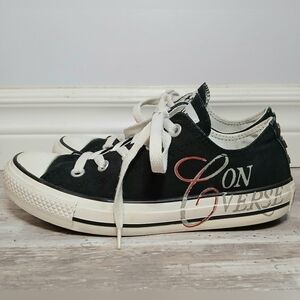 Converse Low Top Studded Black Sneakers Logo With Red Detail – M4/W6